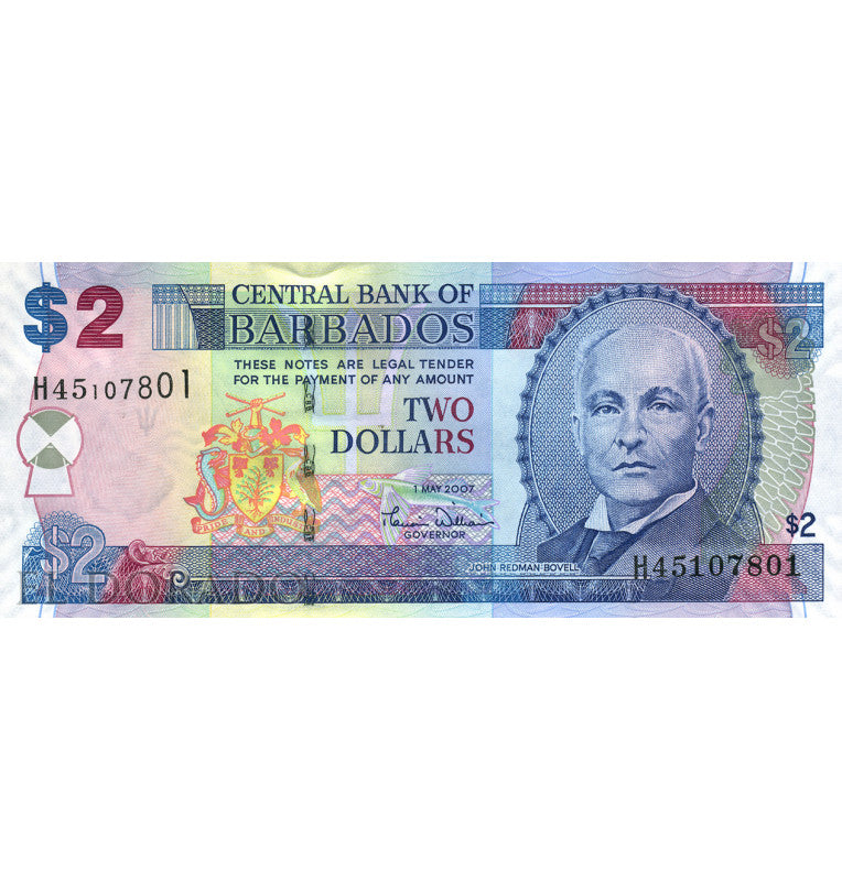 Barbados 2 Dólares 2007 Pick 66a